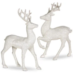 Raz 12.75" Set Of 2 White Glittered Deer Christmas Figures 3100812 -The Christmas Shop 3100812 30820.1686780249