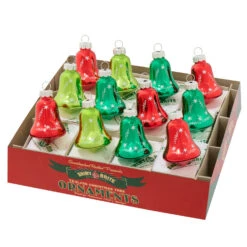 Christopher Radko Shiny Brite Holiday Splendor 12 Count 1.75" Bells Glass Christmas Ornament Set 4028260