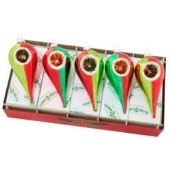 Shiny Brite 5" Reflector Tulips Glass Christmas Ornament Set 4028262