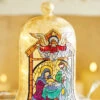 Raz 9" Holy Family Faux Stained Glass Lighted Cloche Christmas Decoration 4116345