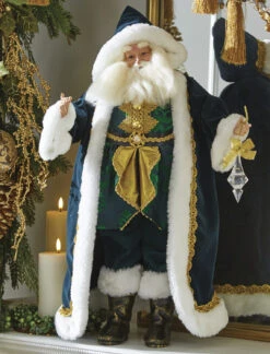 Raz 24.25" Evergreen And Gold Santa Figure Christmas Decoration 4202398