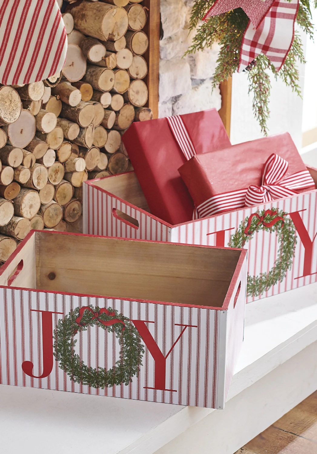 Raz Set Of 2 17.75" Joy Crates Christmas Decorations 4212313 3 Raz Set Of 2 17.75" Joy Crates Christmas Decorations 4212313