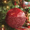 Raz 6" Half Glittered Red Glass Ball Christmas Ornament 4224608 -The Christmas Shop 4224608 46564.1649774485
