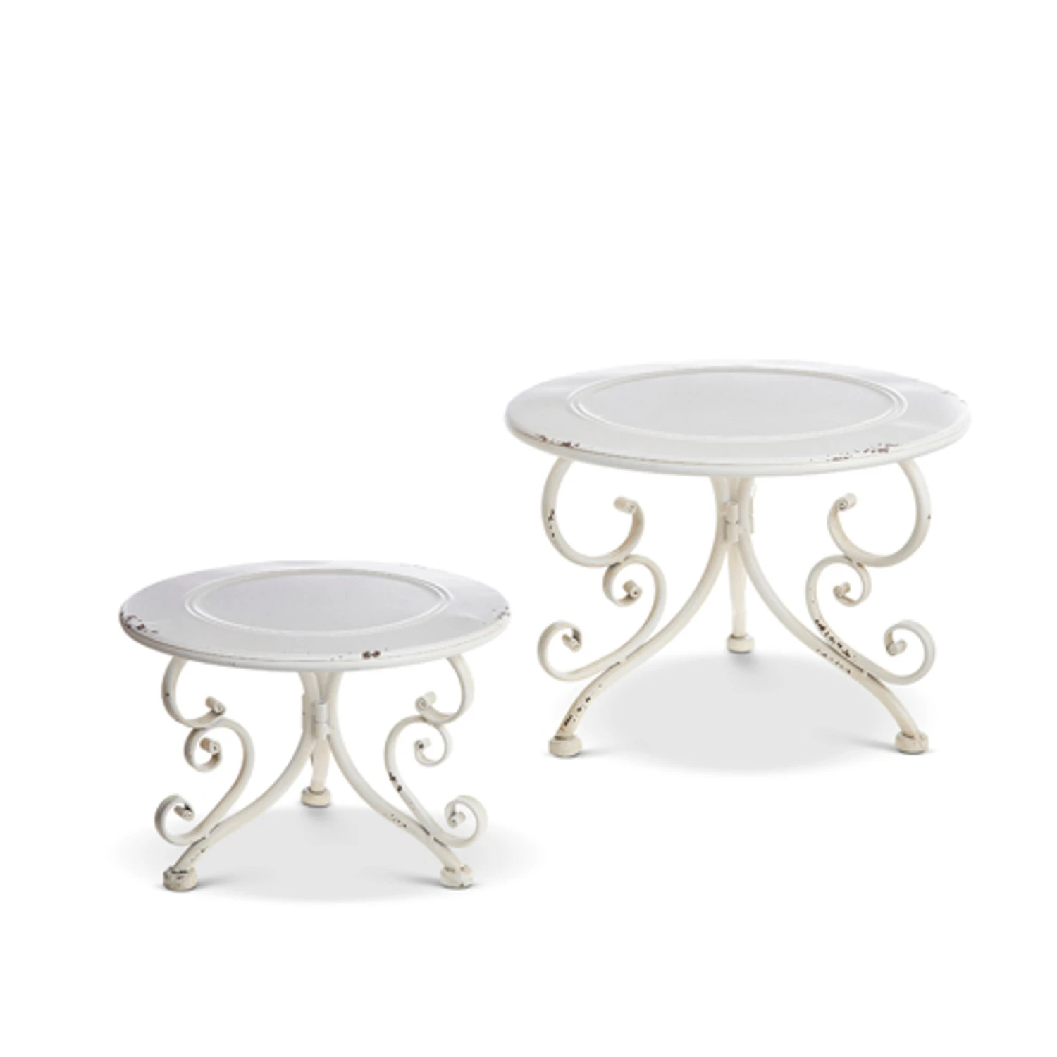 Raz Set Of 2 White Distressed Metal Risers Stands 4228915 4 Raz Set Of 2 White Distressed Metal Risers Stands 4228915 - Image 2