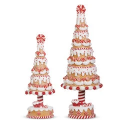 Raz 15" Gingerbread And Peppermint Trees Set Of 2 4316092 -The Christmas Shop 4316092 04690.1741120906