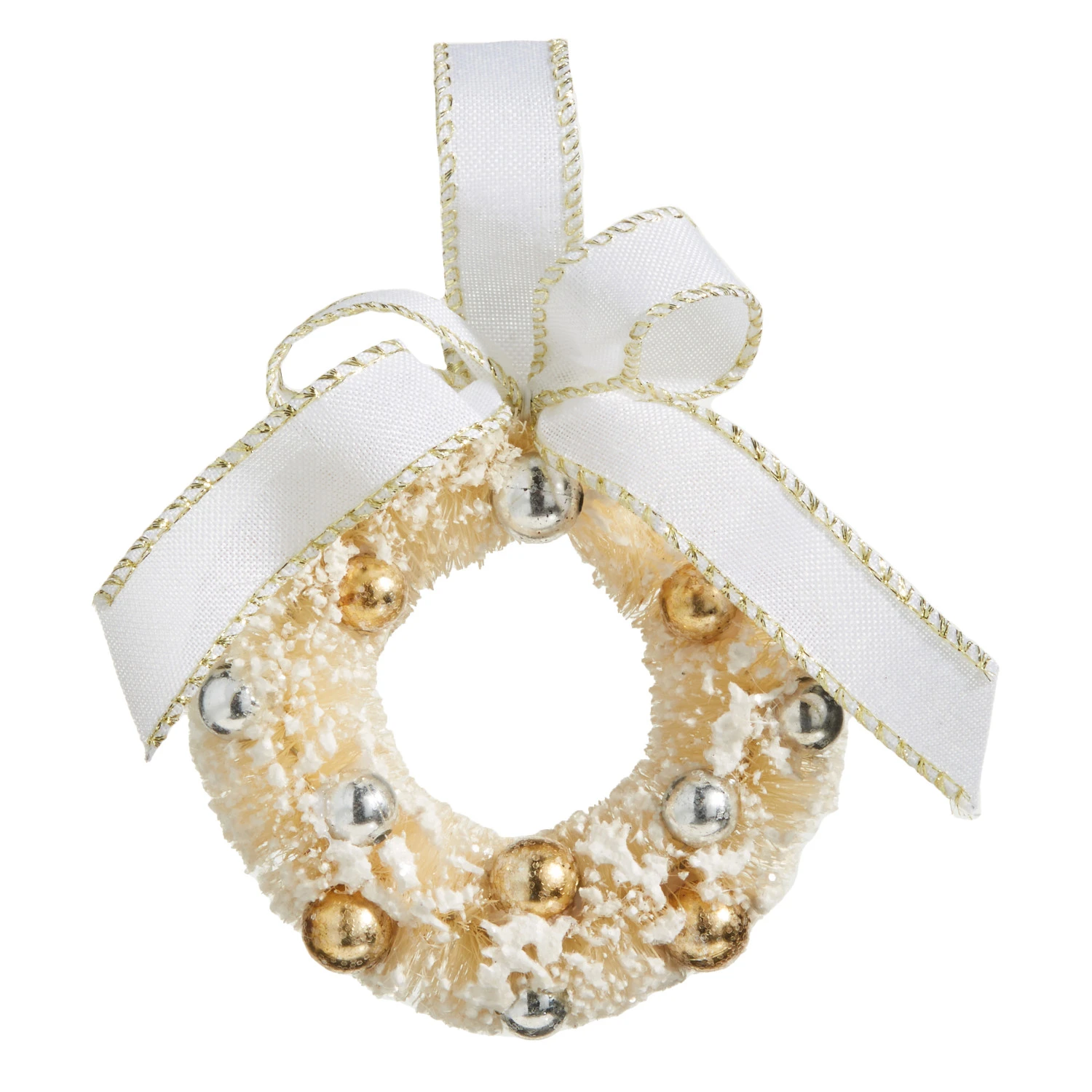 Raz 5.5" Bottle Brush Ivory And Gold Wreath Christmas Ornament 4319150 4 Raz 5.5" Bottle Brush Ivory And Gold Wreath Christmas Ornament 4319150 - Image 2