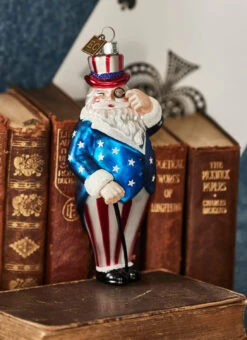 Raz Eric Cortina 5.5" Patriotic Santa Glass Christmas Ornament 4353129