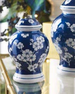 Raz Eric Cortina 6.5" Blue Delft Ginger Jar Glass Christmas Ornament 4353182