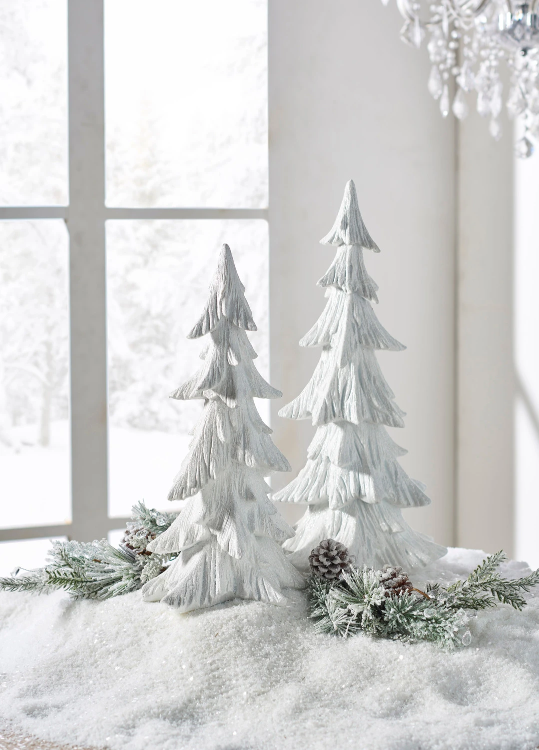 Raz White Carved Christmas Tree Decoration Set Of 2 4401619 3 Raz White Carved Christmas Tree Decoration Set Of 2 4401619