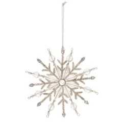 Raz 7.5" Large Jeweled Silver Snowflake Christmas Ornament 4403602