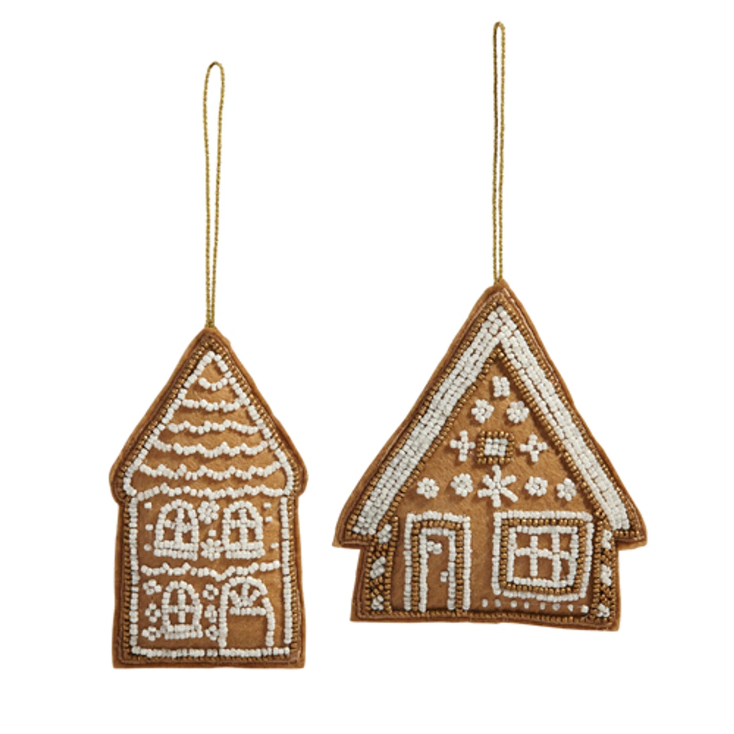 Raz 4.5" Embroidered Gingerbread House Christmas Ornament Set Of 2 4403616 3 Raz 4.5" Embroidered Gingerbread House Christmas Ornament Set Of 2 4403616