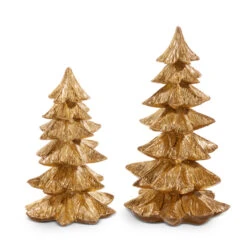 Raz 9" Gold Christmas Tree Figures Set Of 2 4411300