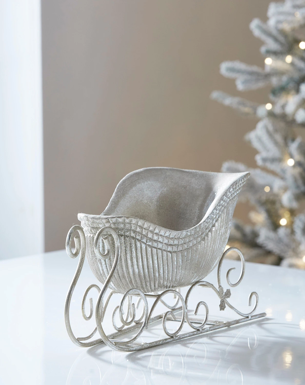 Raz 14" Champagne Ribbed Sleigh Christmas Decoration 4411344 3 Raz 14" Champagne Ribbed Sleigh Christmas Decoration 4411344