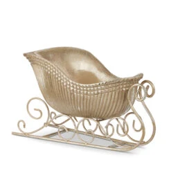 Raz 14" Champagne Ribbed Sleigh Christmas Decoration 4411344 5 Raz 14" Champagne Ribbed Sleigh Christmas Decoration 4411344 -The Christmas Shop 4411344 92589.1714073289