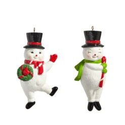 Raz 5.5" Glittered Snowman Christmas Ornament Set Of 2 4411560