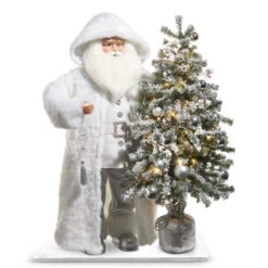 Raz 37" Arctic Winter White Santa With Lighted Tree Christmas Decoration 4415588 -The Christmas Shop 4415588 62718.1715113672