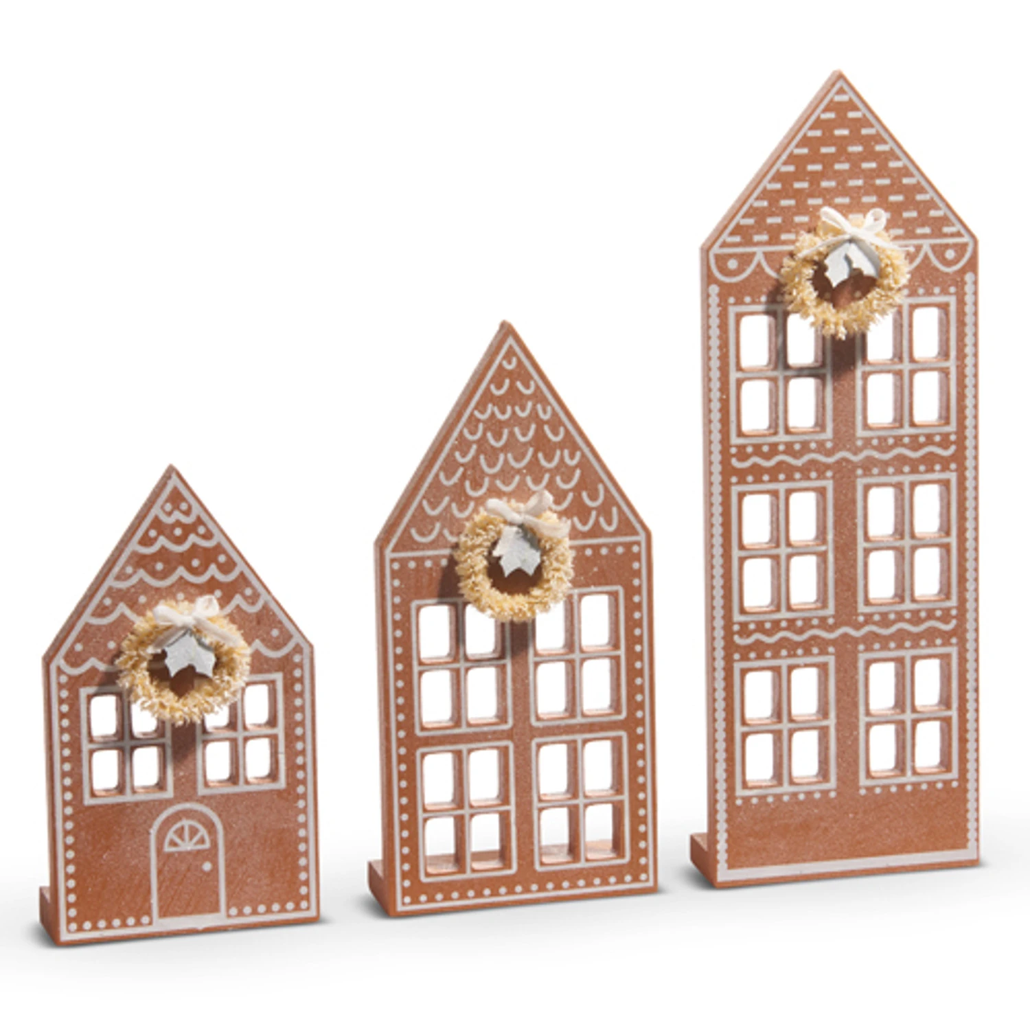 Raz Flat Wooden Gingerbread Christmas Houses Set Of 3 4416112 4 Raz Flat Wooden Gingerbread Christmas Houses Set Of 3 4416112 - Image 2