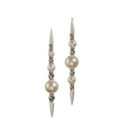 Raz 7" Silver Pearl Strand Christmas Ornament Set Of 2 4416226
