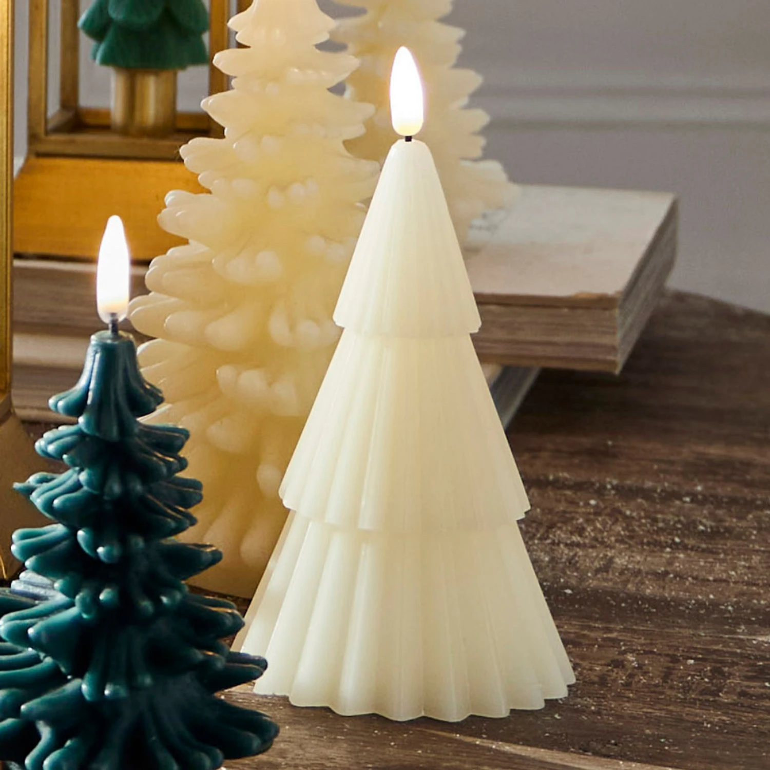 Raz 6" Ivory Christmas Tree Battery Operated Candle With Lighted Flickering Wick 4432919 3 Raz 6" Ivory Christmas Tree Battery Operated Candle With Lighted Flickering Wick 4432919