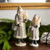 Raz 10" And 8.25" Silver Glitter Vintage Santa Christmas Figures Set Of 2 4507000 -The Christmas Shop 4507000 DKH sub 88148.1754344921