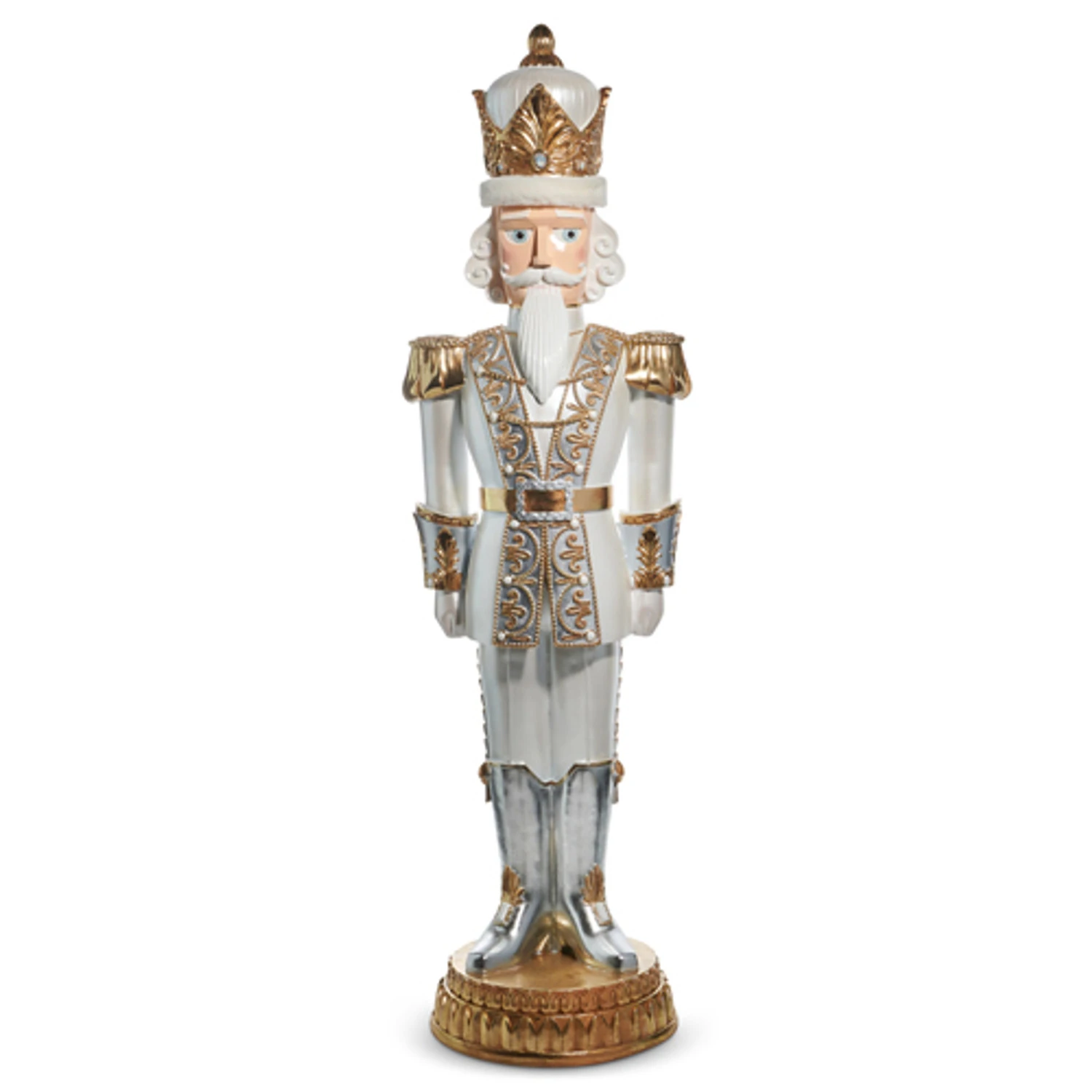 Raz 76" Indoor Outdoor Gold And White Nutcracker Christmas Decoration 4510517 4 Raz 76" Indoor Outdoor Gold And White Nutcracker Christmas Decoration 4510517 - Image 2
