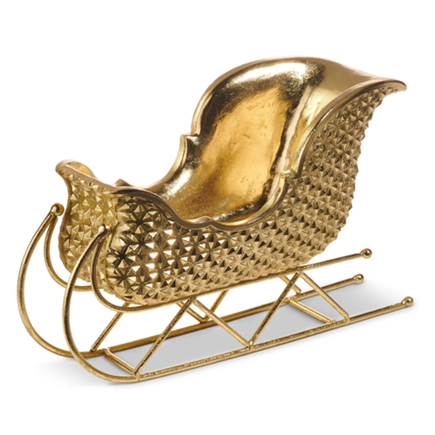 Raz 15.5" Gold Metallic Sleigh Christmas Figure 4512145 4 Raz 15.5" Gold Metallic Sleigh Christmas Figure 4512145 - Image 2