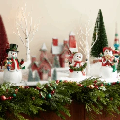 Raz 10" Festive Snowman Family Christmas Figure 4512149