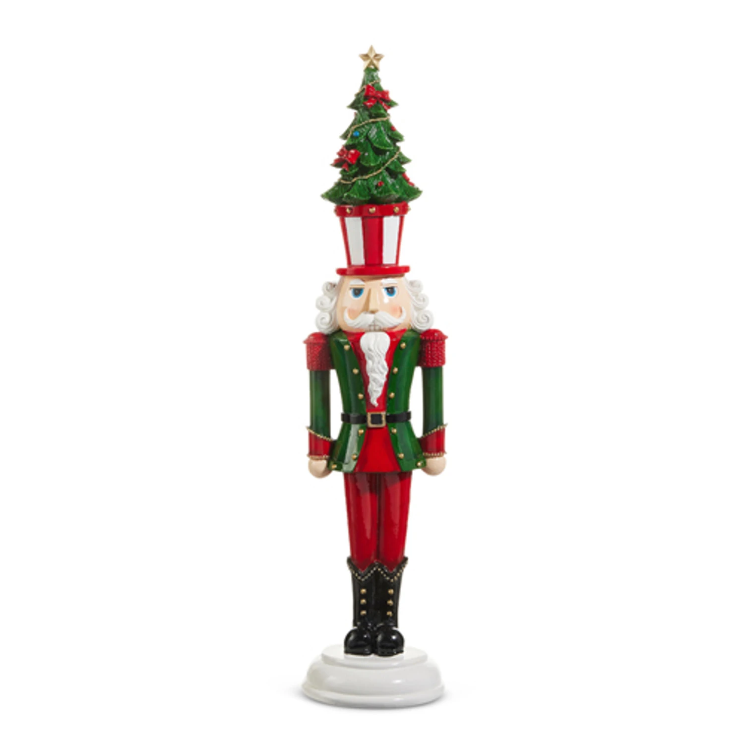 Raz 23.5" Nutcracker With Christmas Tree Hat Figure 4512168 4 Raz 23.5" Nutcracker With Christmas Tree Hat Figure 4512168 - Image 2