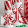 Raz 10" Red & White Striped Bow Christmas Pillar Or Taper Candle Holder 4512233 2 Raz 10" Red & White Striped Bow Christmas Pillar Or Taper Candle Holder 4512233 -The Christmas Shop 4512233 edit 26705.1754419848