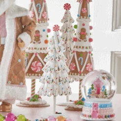 Raz 14.75" White Icing Trees With Sprinkles Christmas Decoration Set Of 2 4512502
