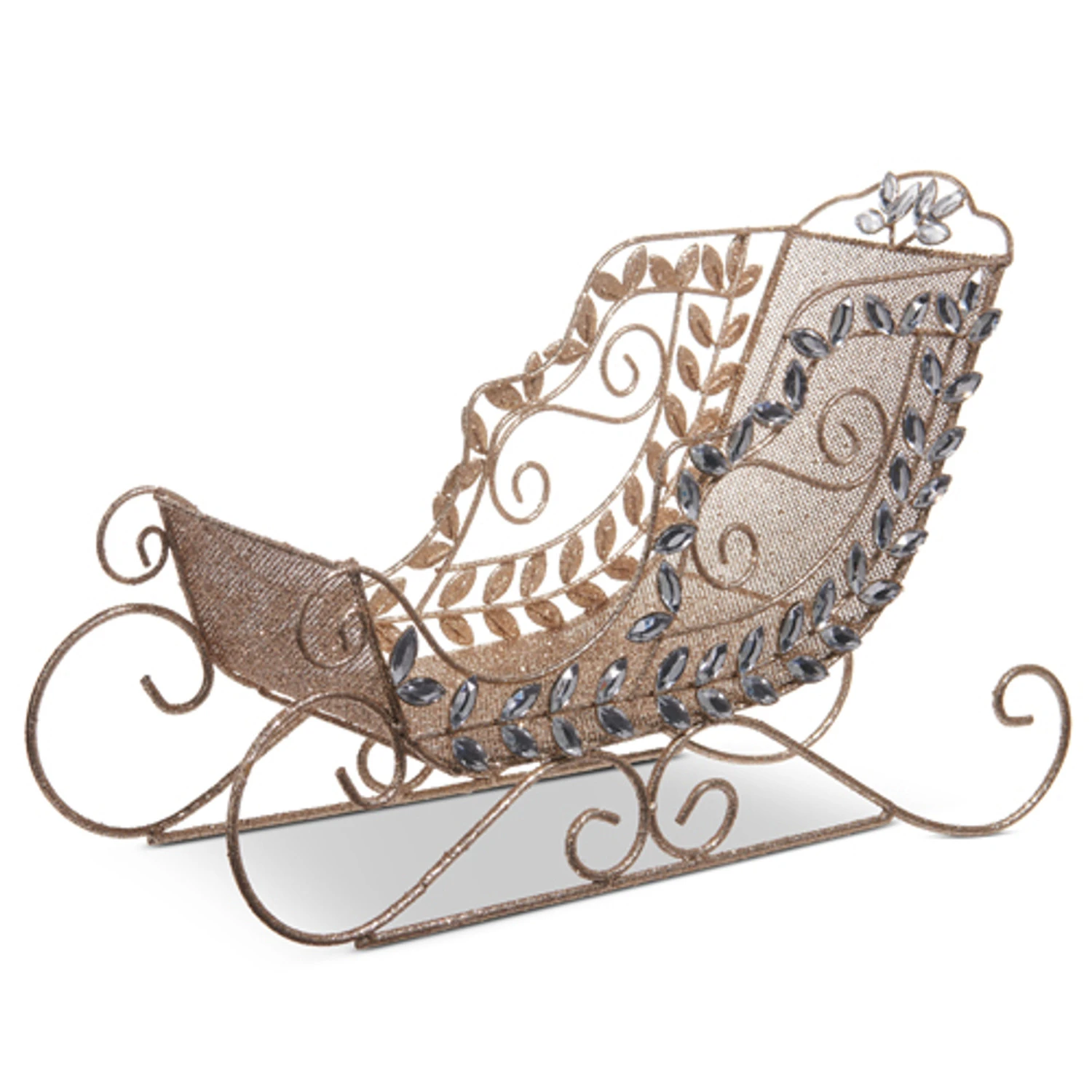 Raz 15" Champagne Glitter And Clear Jeweled Christmas Sleigh Decoration 4513589 4 Raz 15" Champagne Glitter And Clear Jeweled Christmas Sleigh Decoration 4513589 - Image 2