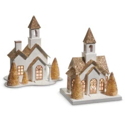 Raz 11" White And Gold Lighted Paper House Christmas Decoration 4515552