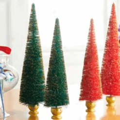 The Christmas Shop 38 Raz 17" Teal And Gold Bottle Brush Tree With Gold Base Christmas Decoration 4516220