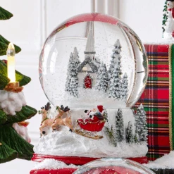 Raz 6.5" Church And Santa Christmas Water Snow Globe Decoration 4516289
