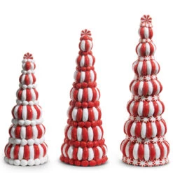 Raz 14.5" Set Of 3 Peppermint Candy Trees Christmas Decoration 4516467