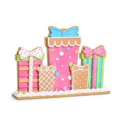 Raz 15" Vivid Jolly Gingerbread Gifts Tabletop Christmas Decoration 4516593