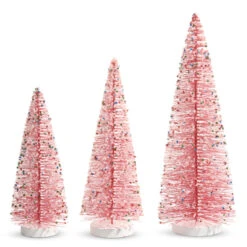 Raz 15" Pink Bottle Brush Trees With Sprinkles Christmas Decoration Set Of 3 4519139 -The Christmas Shop 4519139 27763.1747343388