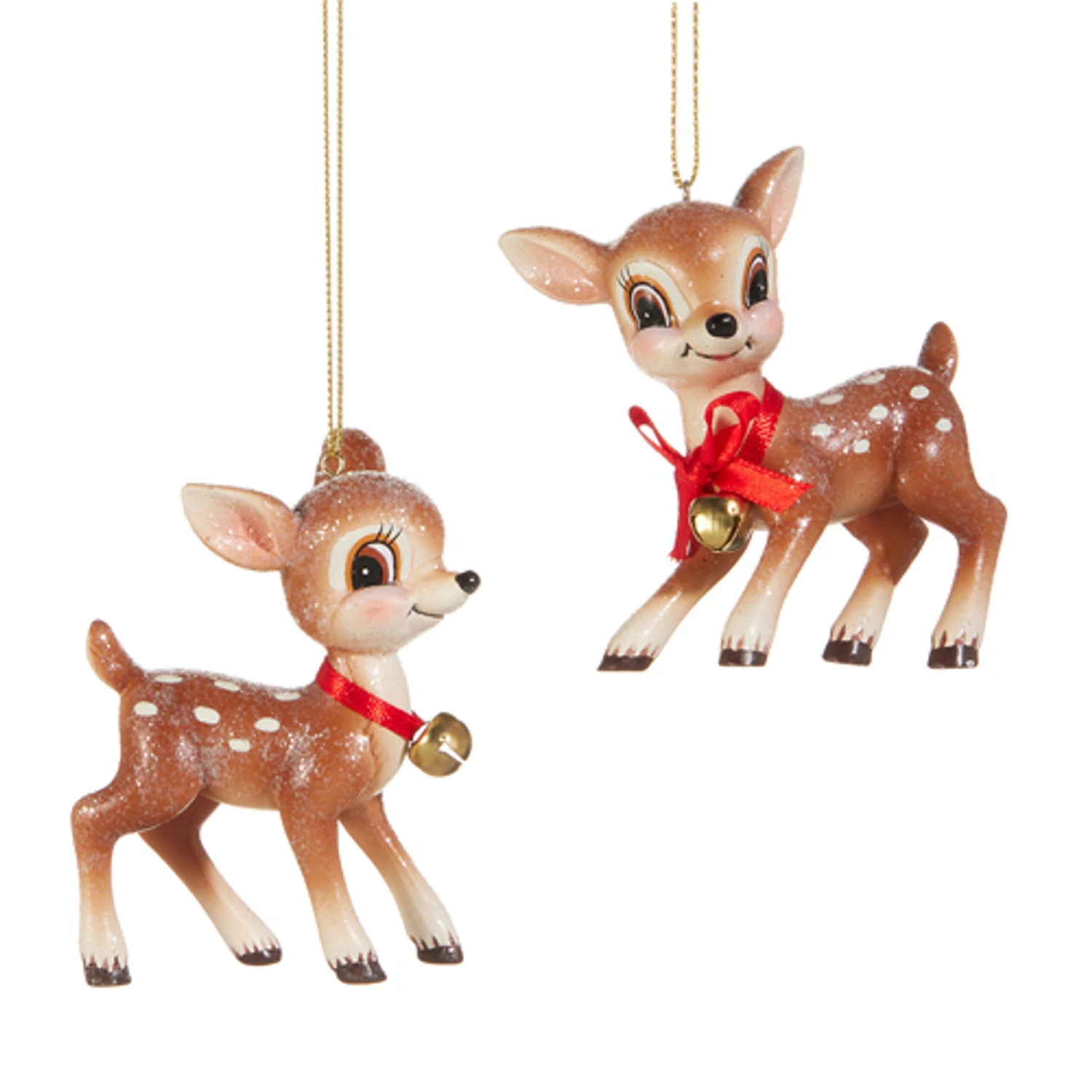 Raz 3.25" Cutesy Deer With Bell Christmas Ornament Set Of 2 4520057 3 Raz 3.25" Cutesy Deer With Bell Christmas Ornament Set Of 2 4520057