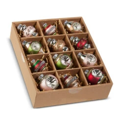 Raz 2" Multicolor Vintage Glass Christmas Ornament Box Of 12 4520925