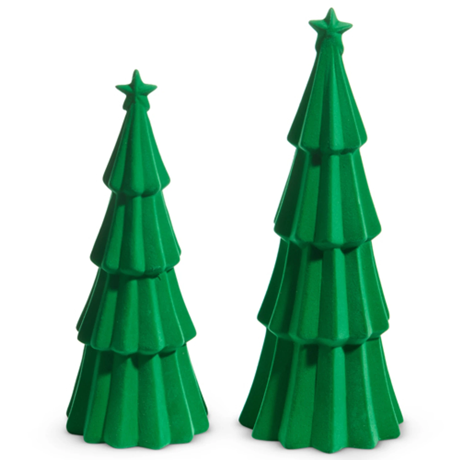 Raz 14" Set Of 2 Green Tiered Flocked Trees Christmas Decoration 4523131 4 Raz 14" Set Of 2 Green Tiered Flocked Trees Christmas Decoration 4523131 - Image 2