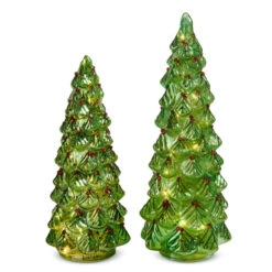 Raz 12.5" Lighted O Tannenbaum Glass Trees Christmas Decoration 4523137