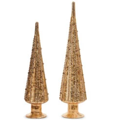 Raz 18" Set Of 2 Gold Beaded Trees Christmas Decoration 4524510 -The Christmas Shop 4524510 11725.1748468464