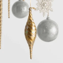 Raz 9.75" Large Gold Finial Glass Christmas Ornament 4524635