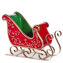 Raz 14.5" Red And Green Vintage Sleigh Christmas Decoration 4530513