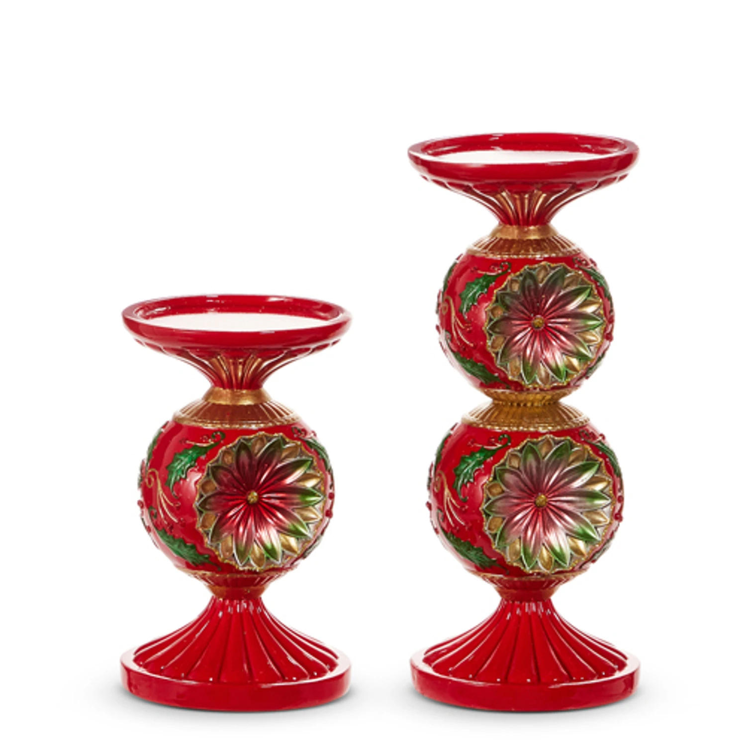 Raz 10" Vintage Red And Green Candle Holder Christmas Decoration 4530526 4 Raz 10" Vintage Red And Green Candle Holder Christmas Decoration 4530526 - Image 2