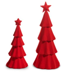 Raz 15.5" Red Flocked Christmas Tree Figures 4540855 -The Christmas Shop 4540855 89595.1754094486