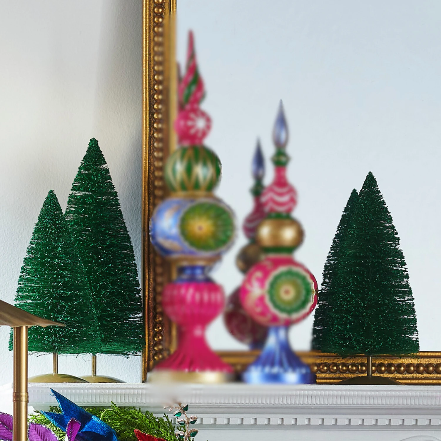 Raz 14" Green Glittered Bottle Brush Tree Christmas Decoration 4546026 3 Raz 14" Green Glittered Bottle Brush Tree Christmas Decoration 4546026