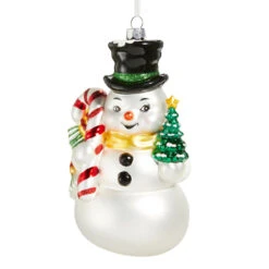 Raz 6" Quintessential Snowman Glass Christmas Ornament 4552863