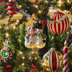 Raz 4.5" Snowman Couple Glass Vintage Christmas Ornament 4552904