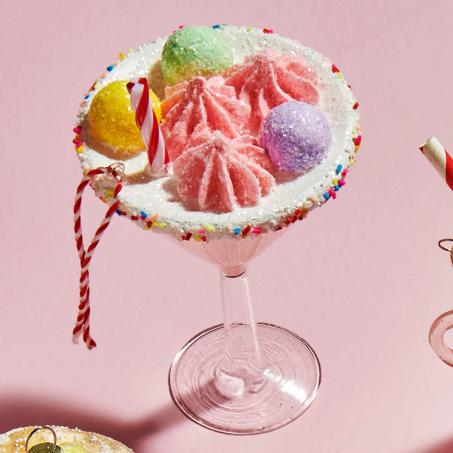 Raz 6" Candy Cocktail Glass Christmas Ornament 4552919 3 Raz 6" Candy Cocktail Glass Christmas Ornament 4552919